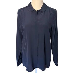 Pablo Gerard Darel NWT 100% Silk Peter Pan Collar Blue Blouse- 38 / US 6